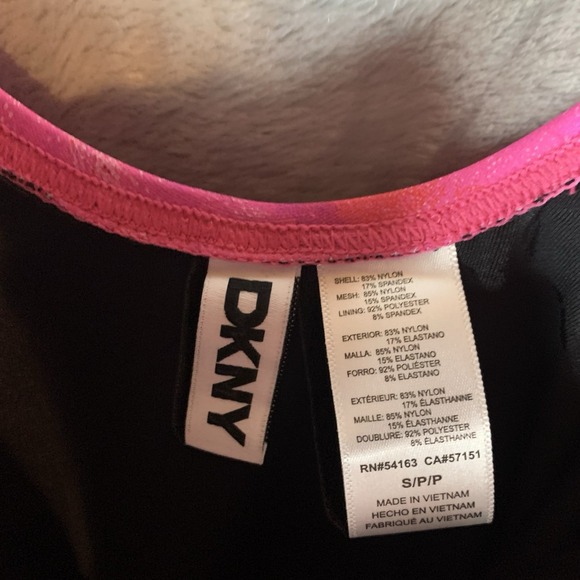 DKNY Women's Swimsuit S One Piece Ruffle Pink Abstract Mirage Underwire‎ NWT - Picture 6 of 8